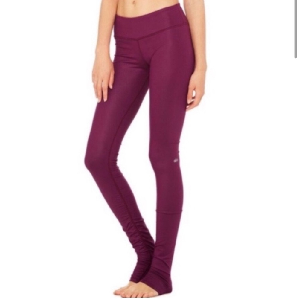 Alo Yoga Idol Leggings Purple Ruched Pocket Tight Size Small Long
